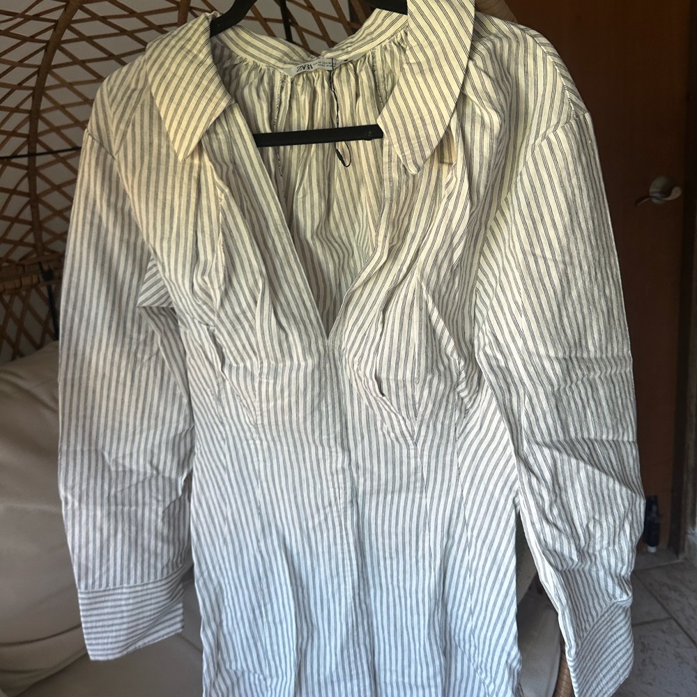 Zara Black and White Striped Mini Dress